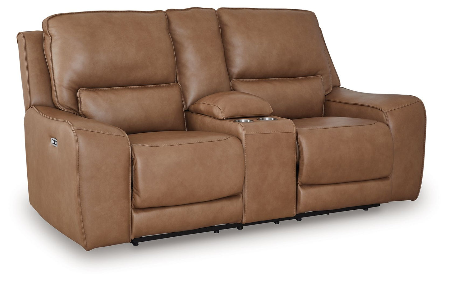 DeepWakes - Caramel - Power Reclining Loveseat / Console / Adjustable Headrest - Hornell Furniture Outlet