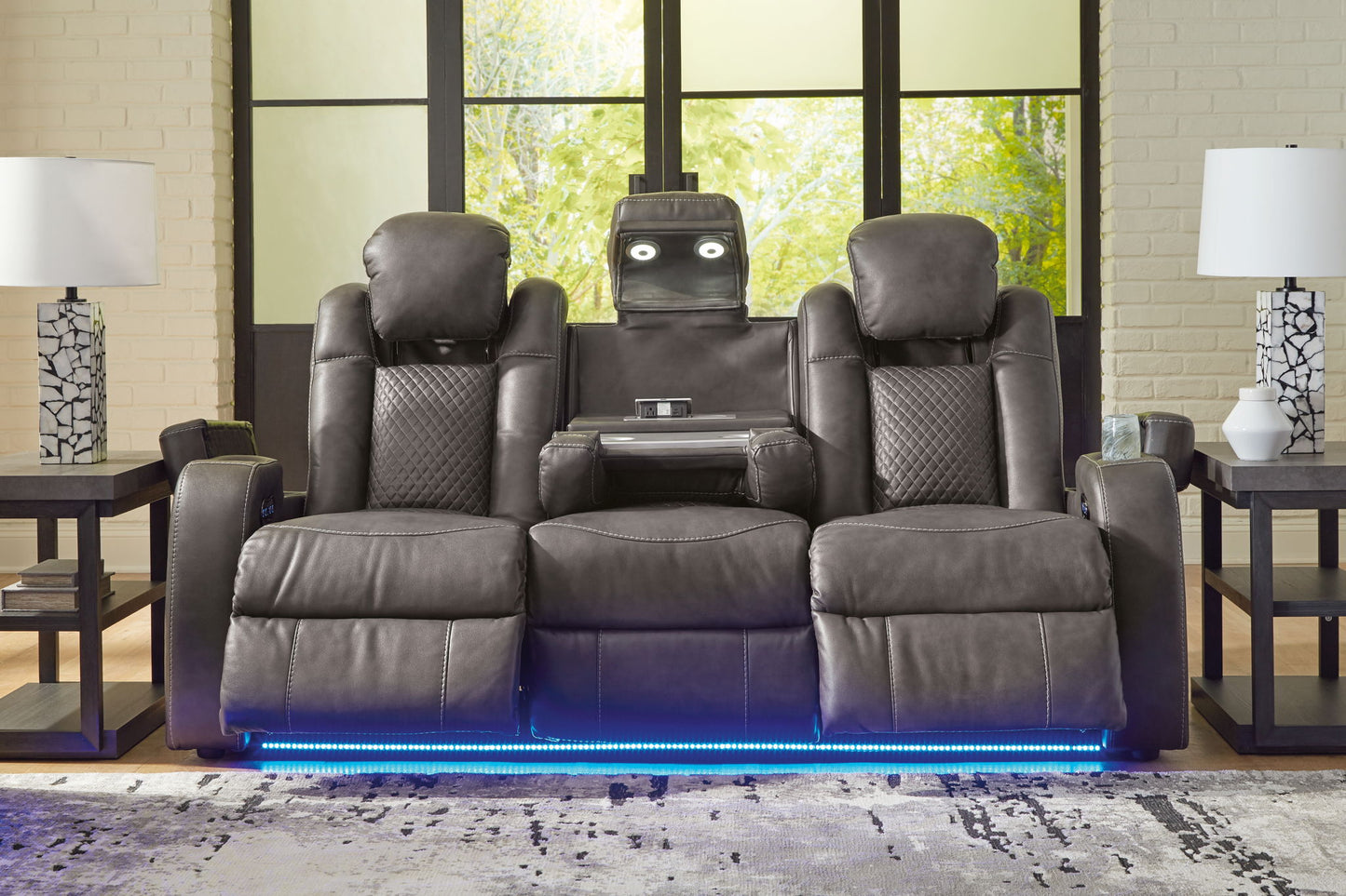 Fyne - dyme - Power Reclining Sofa With Adj Headrest - Hornell Furniture Outlet
