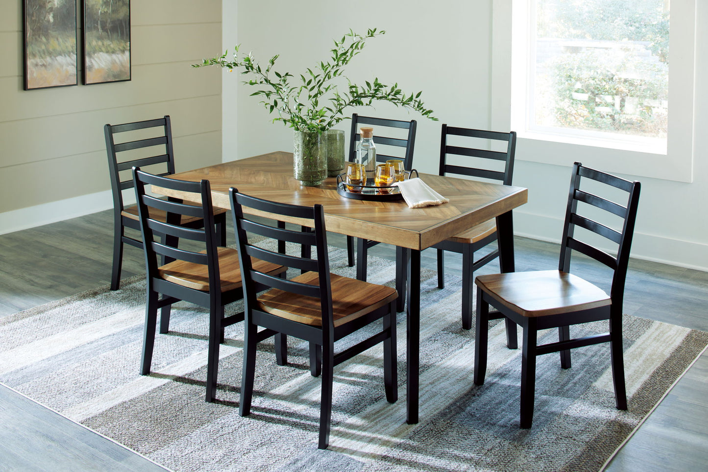 Blondon - Brown / Black - Rectangular Drm Table Set (Set of 7) - Hornell Furniture Outlet
