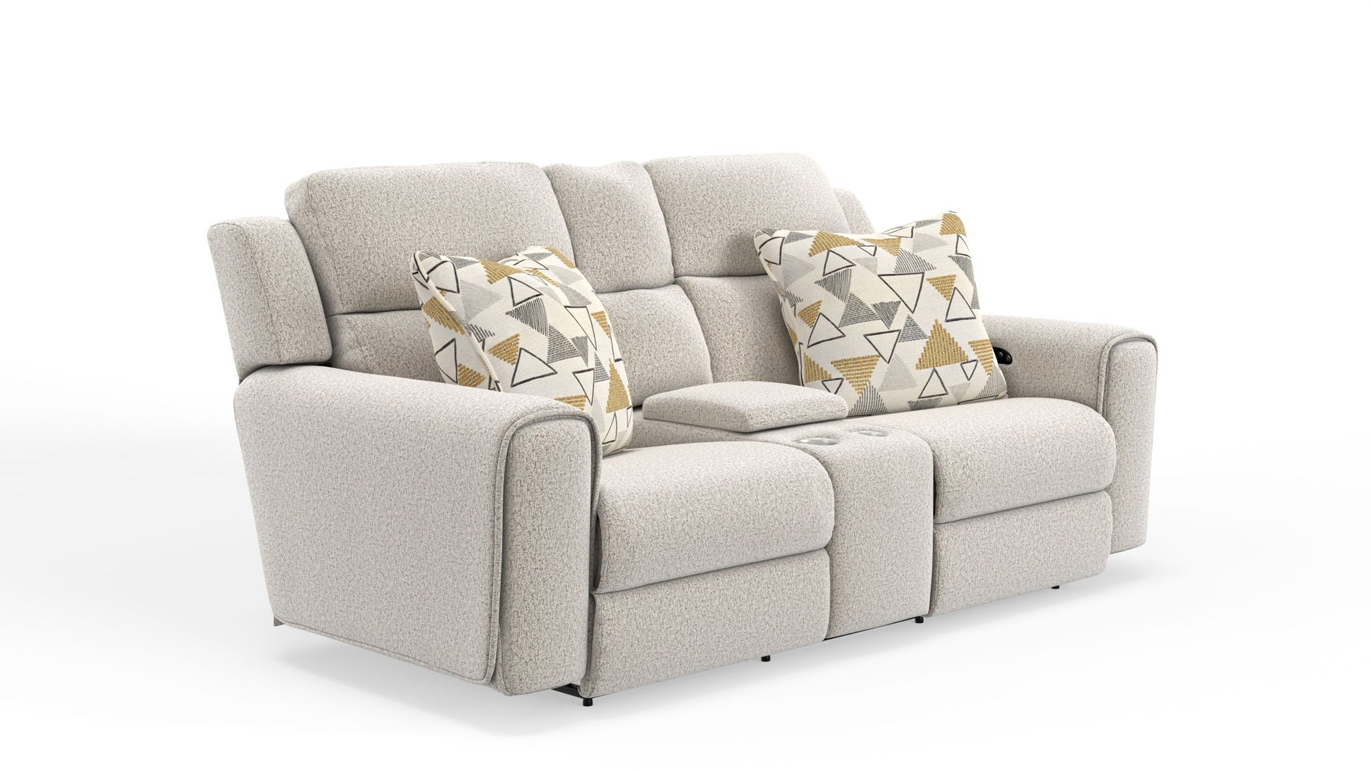 Micah - Power Headrest Power Deep Seat Reclining Console Loveseat - Oatmeal - Hornell Furniture Outlet