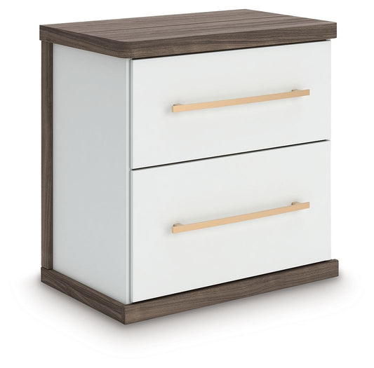 Kendanport - Brown / White - Two Drawer Night Stand - Hornell Furniture Outlet