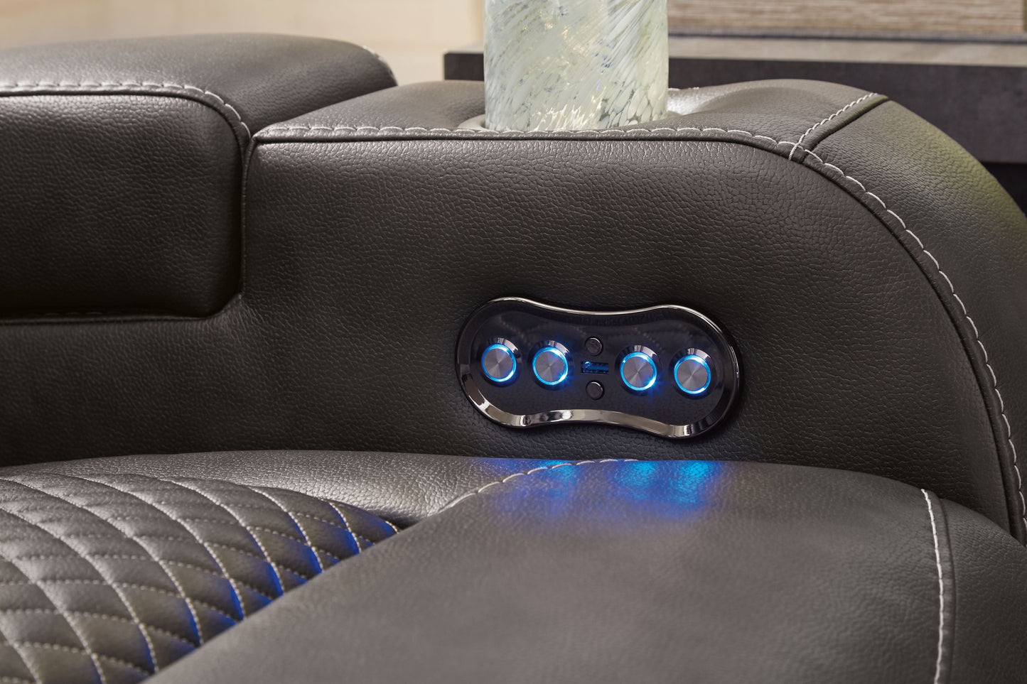 Fyne - dyme - Power Reclining Loveseat With Console/Adj Hdrst - Hornell Furniture Outlet
