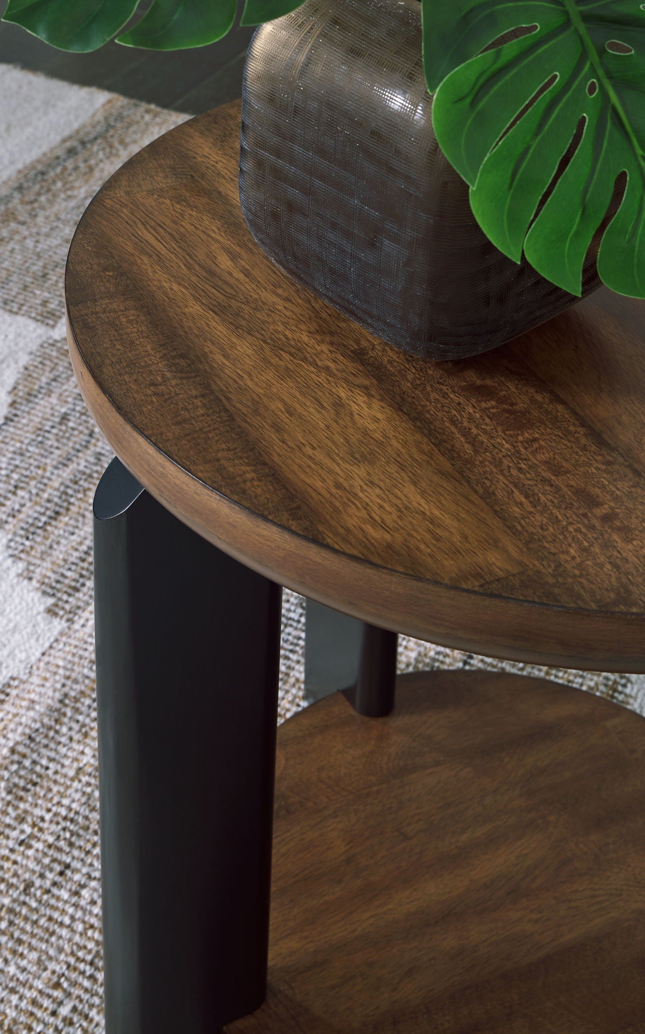 Kraeburn - Brown / Black - Round End Table - Hornell Furniture Outlet