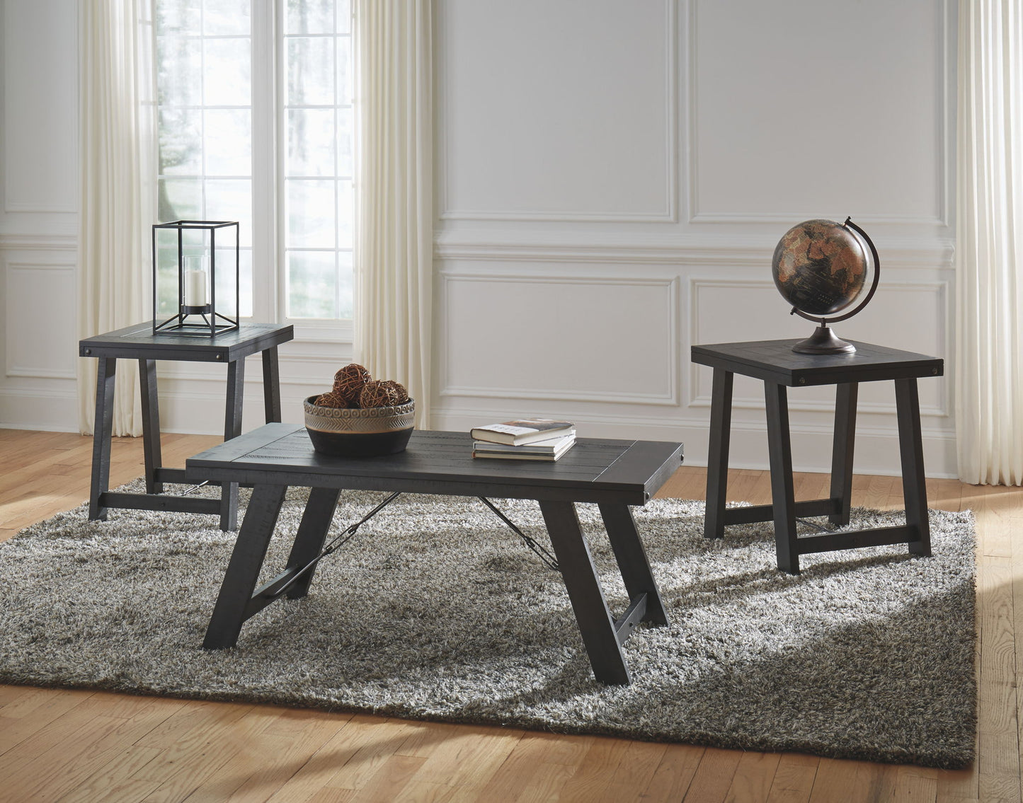 Noorbrook - Black / Pewter - Occasional Table Set (Set of 3) - Hornell Furniture Outlet