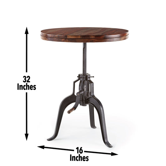 Sparrow - Round Crank Table - Dark Brown - Hornell Furniture Outlet