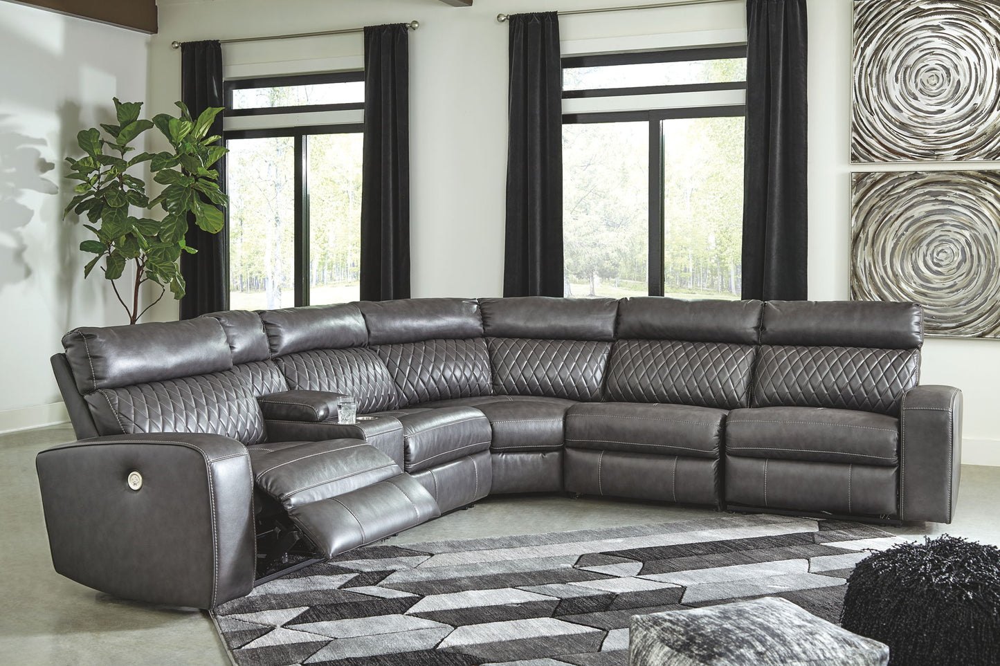 Samperstone - Power Reclining Sectional - Hornell Furniture Outlet