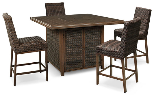 Paradise Trail - Outdoor Fire Pit Table Set - Hornell Furniture Outlet