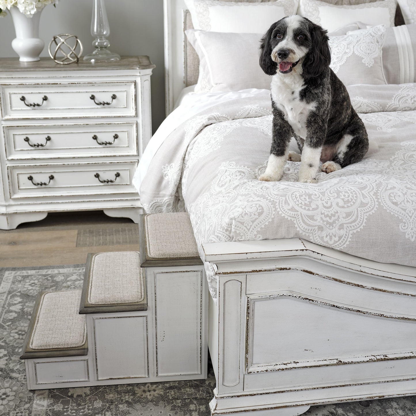 Magnolia Manor - Pet Steps - White - Hornell Furniture Outlet