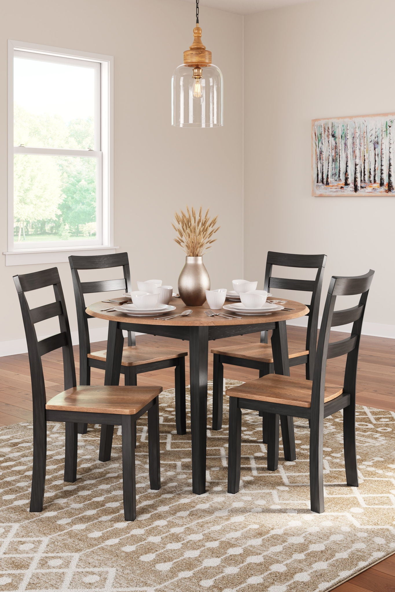 Gesthaven - Round Dining Room Drop Leaf Table Set - Hornell Furniture Outlet
