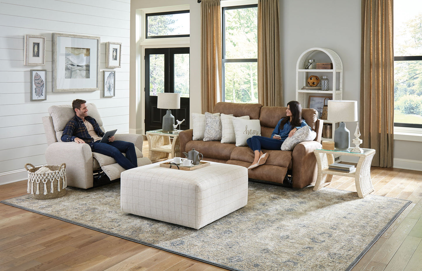Justine - Lay Flat Reclining Loveseat - Burlap - Hornell Furniture Outlet