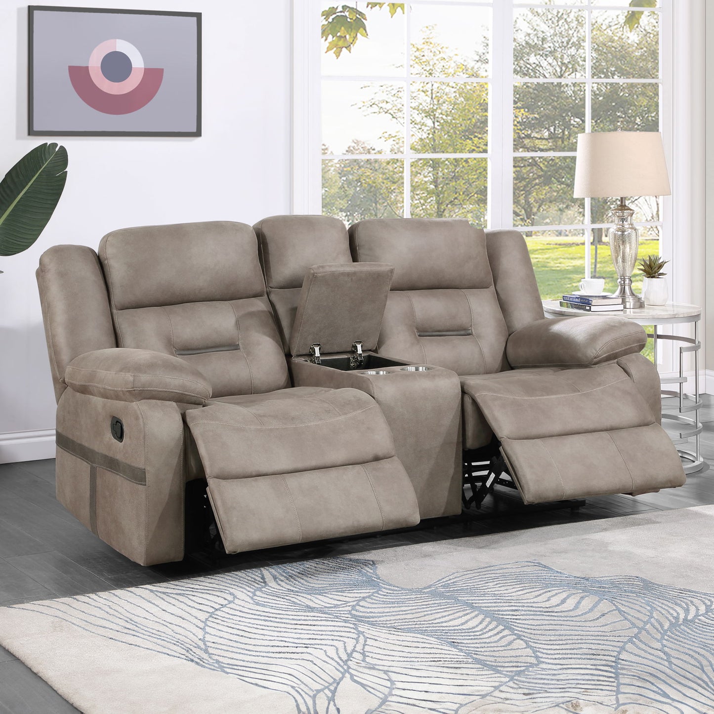Abilene - Console Manual Loveseat - Tan - Hornell Furniture Outlet