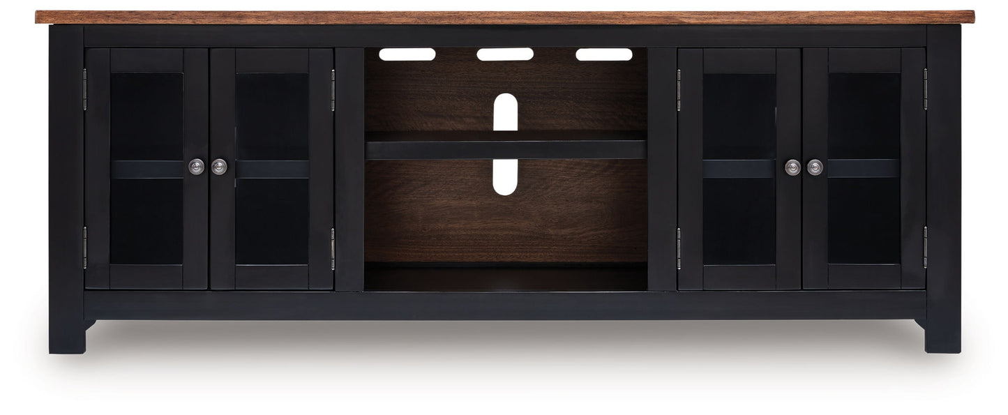 Wildenauer - Brown / Black - XL TV Stand With Fireplace Option - Hornell Furniture Outlet
