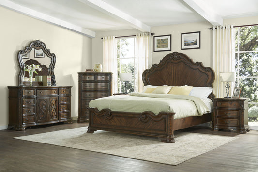 Royale - 5 Piece Queen Bedroom Set (2 Nightstands) - Dark Brown - Hornell Furniture Outlet