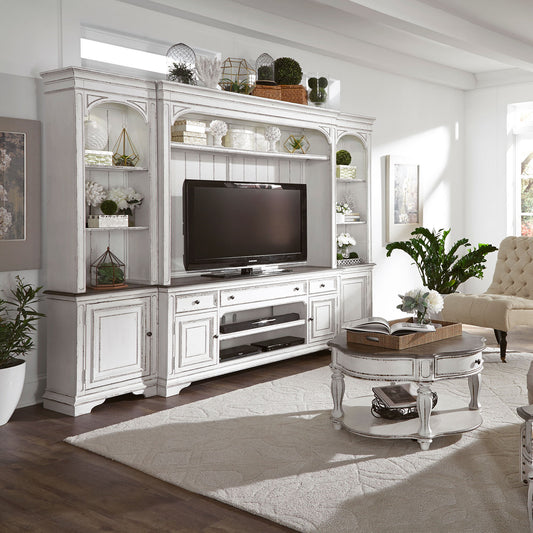 Magnolia Manor - Entertainment Center With Piers - White - Hornell Furniture Outlet