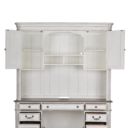 Magnolia Manor - Jr Executive Credenza Hutch - White - Hornell Furniture Outlet