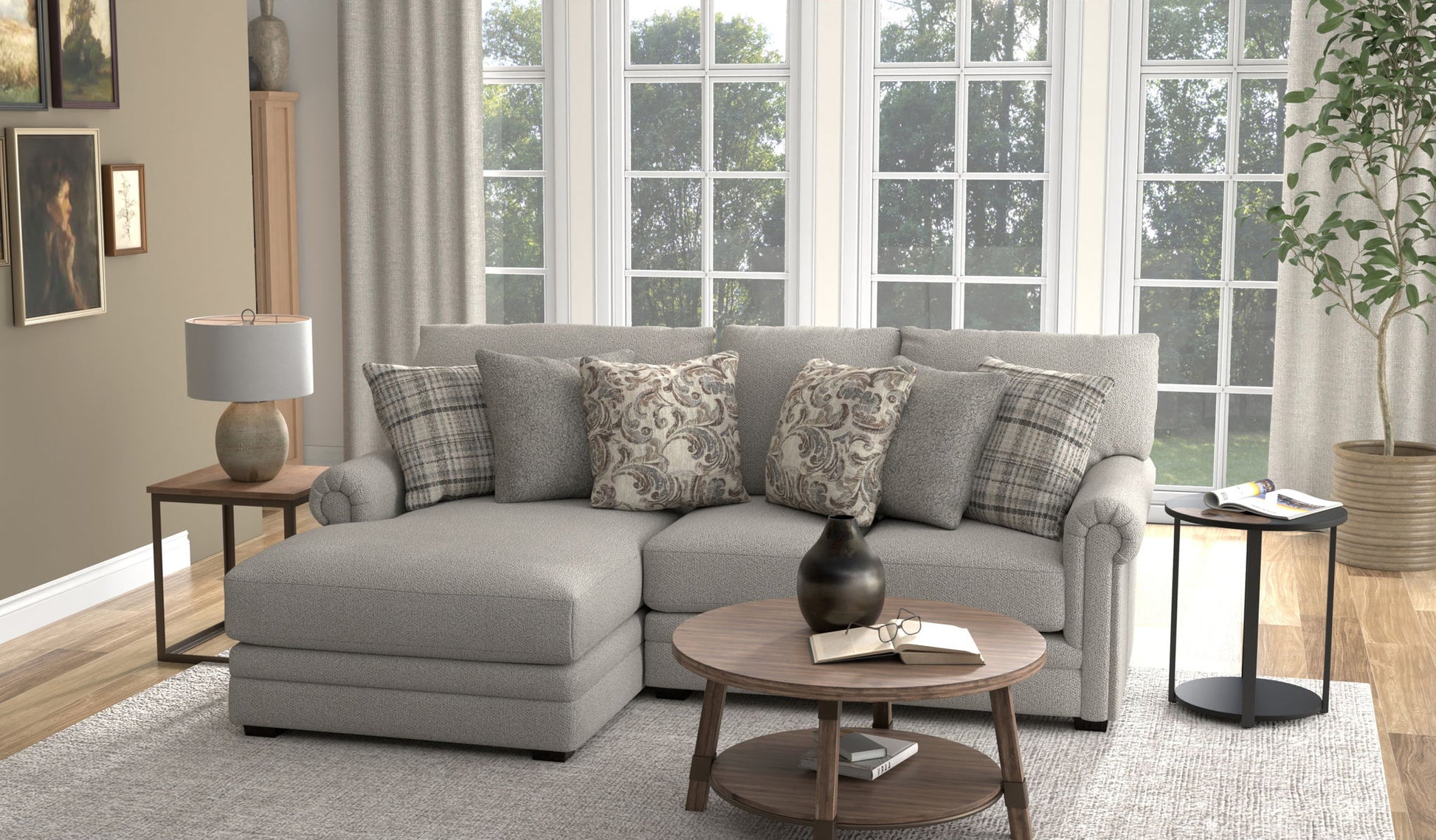 Livingston - Sectional With Comfort Coil Seating And Accent Pillows Included - Hornell Furniture Outlet
