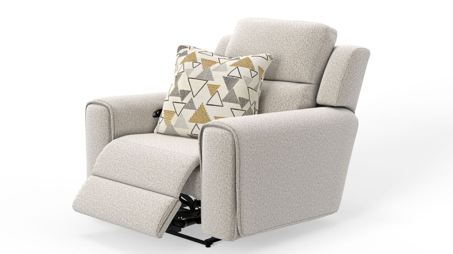 Micah - Power Headrest Power Deep Seat Lay Flat Recliner - Oatmeal - Hornell Furniture Outlet
