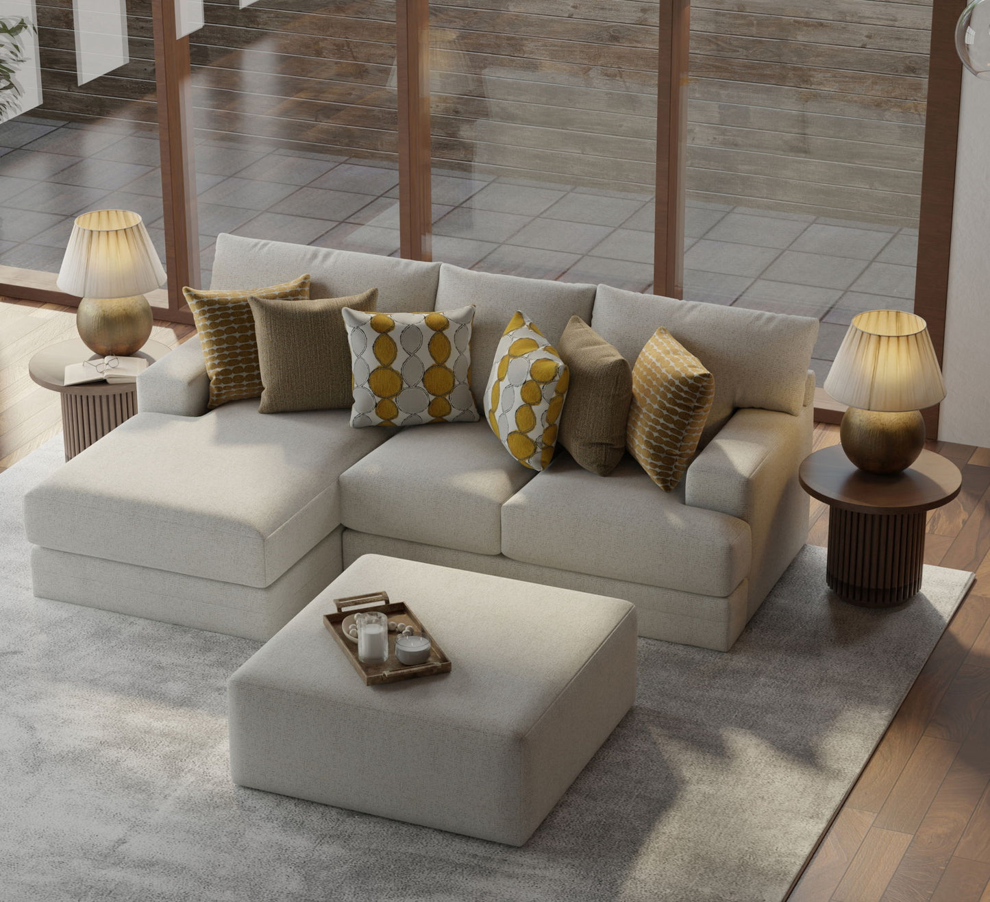 Tori - Sectional With Comfort Coil Seating, Cocktail Ottoman And Accent Pillows Included - Hornell Furniture Outlet