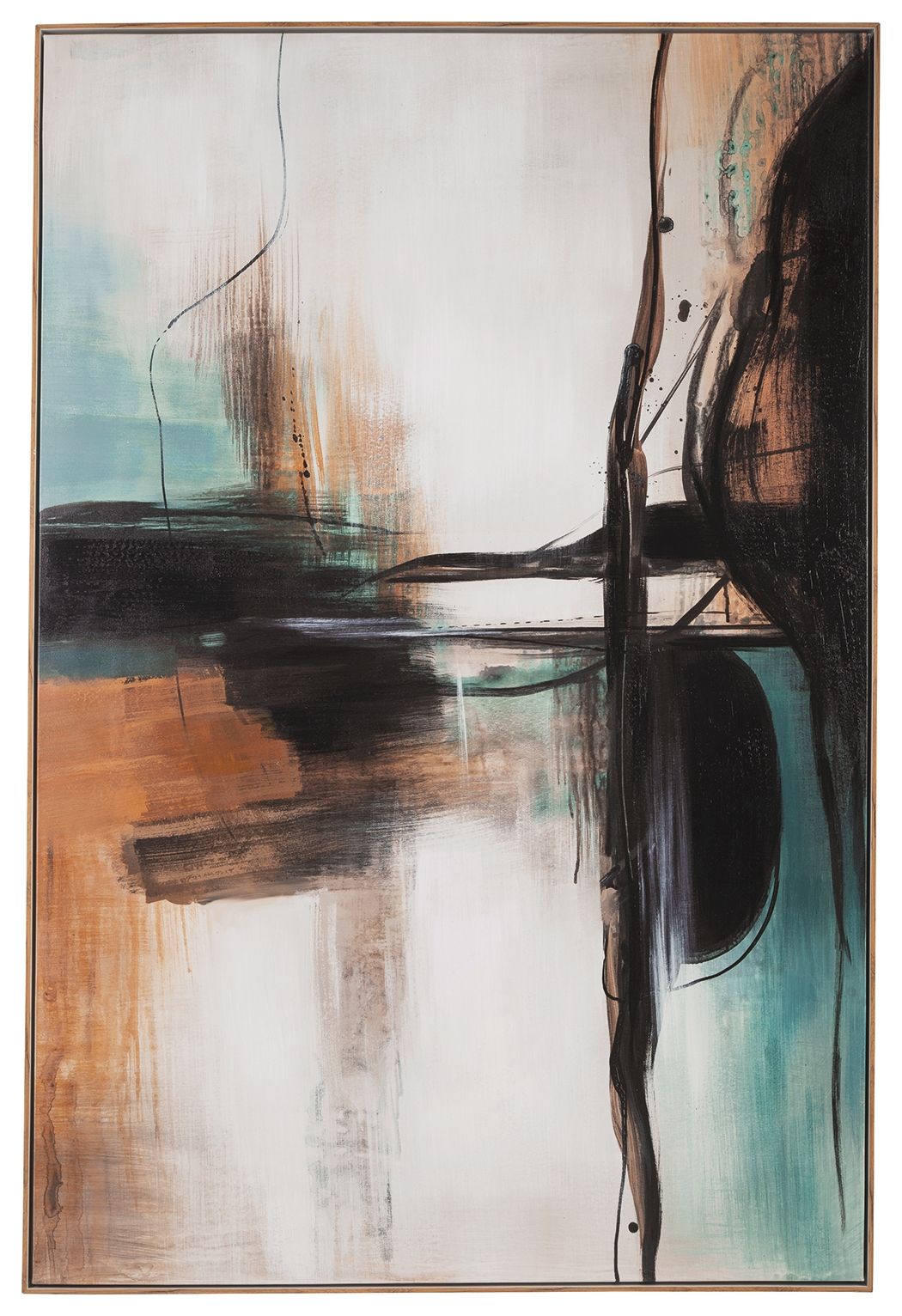 Brunonia - Teal / Orange / Black - Wall Art - Hornell Furniture Outlet