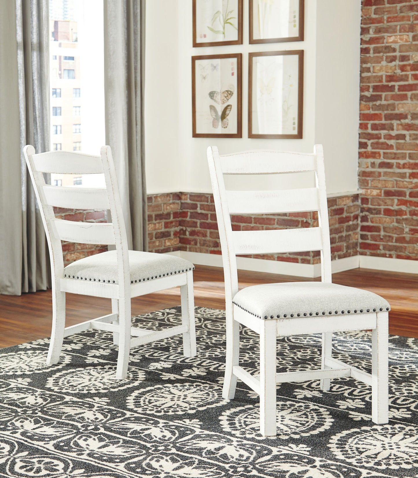 Valebeck - Beige / White - Dining UPH Side Chair (Set of 2) - Hornell Furniture Outlet