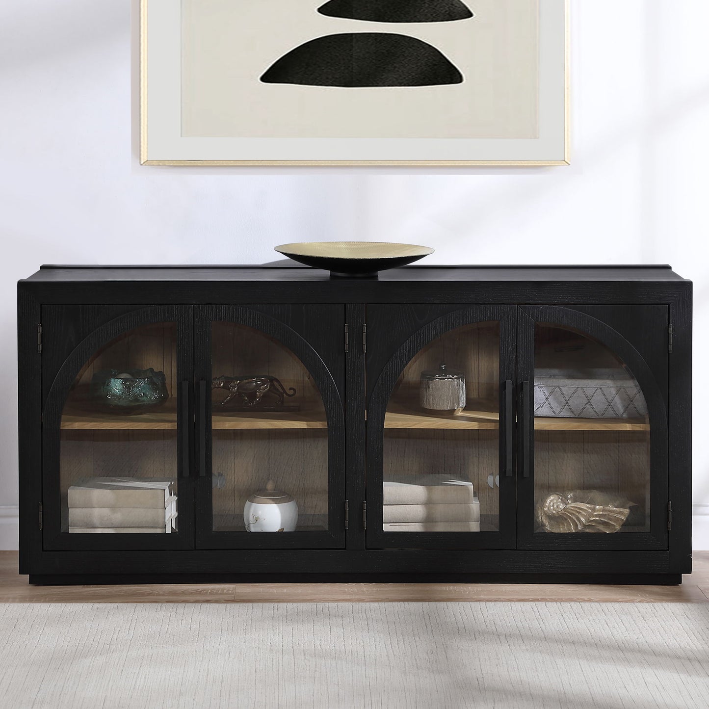 Magnolia - Cathedral Doored Server - Black - Hornell Furniture Outlet