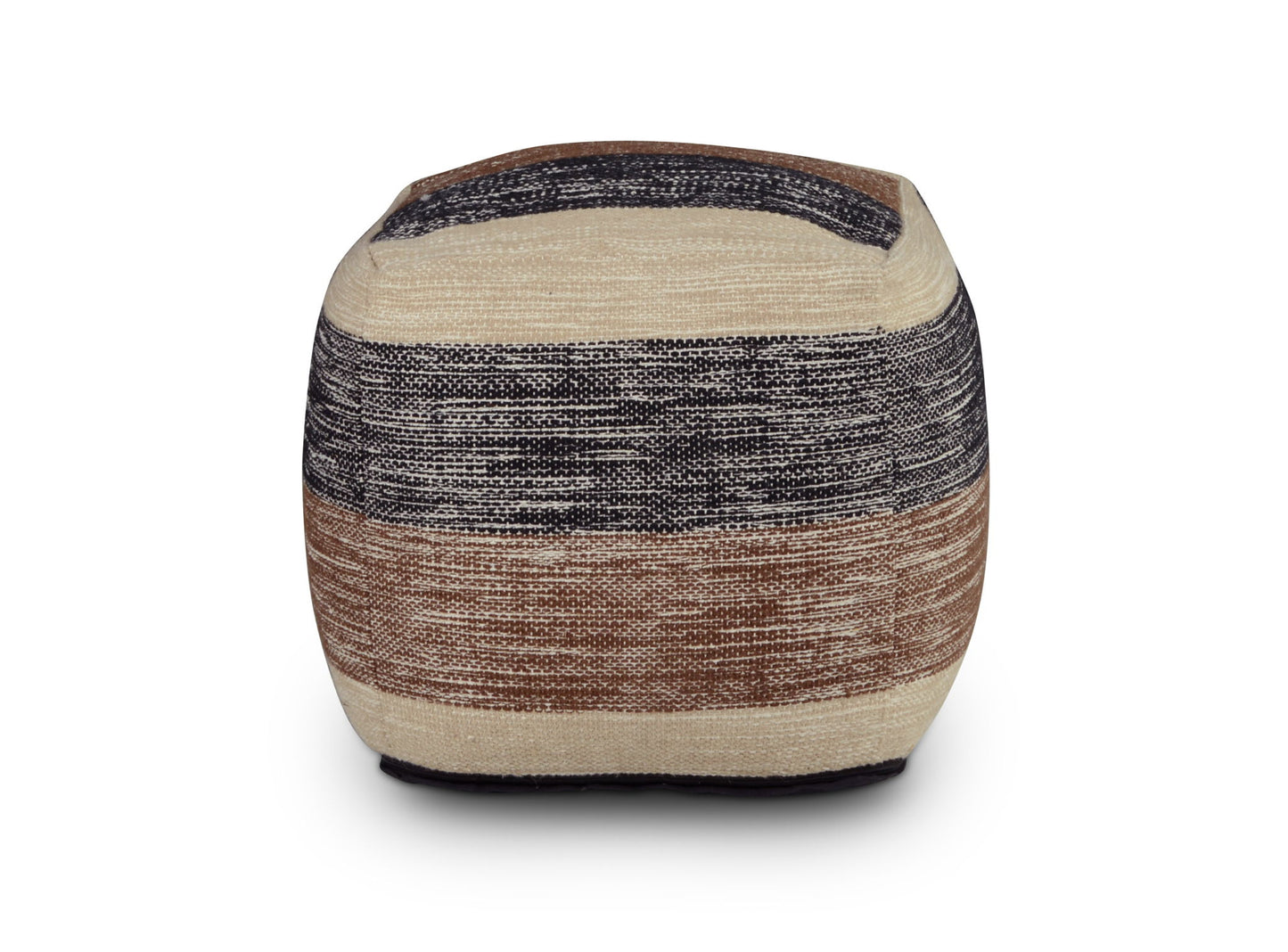 Jamal - Square Handwoven Woolen Pouf - Beige - Hornell Furniture Outlet