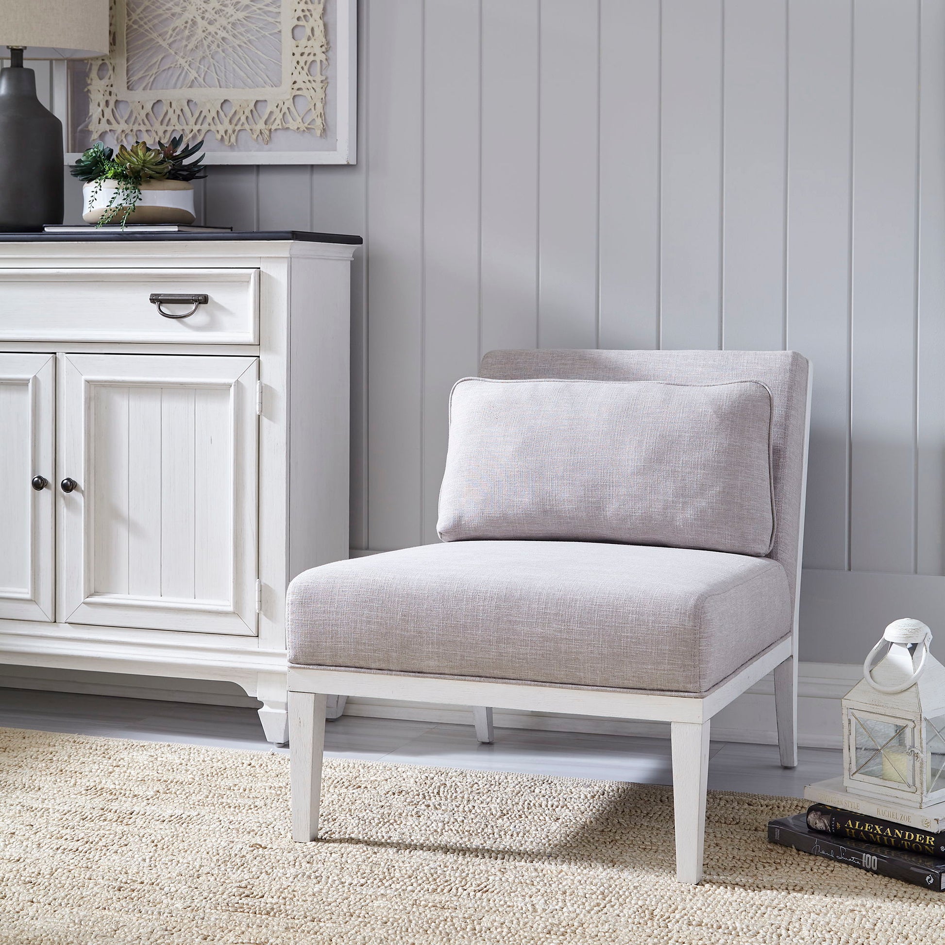 Allyson Park - Upholstered Accent Chair - Wirebrushed White - Hornell Furniture Outlet