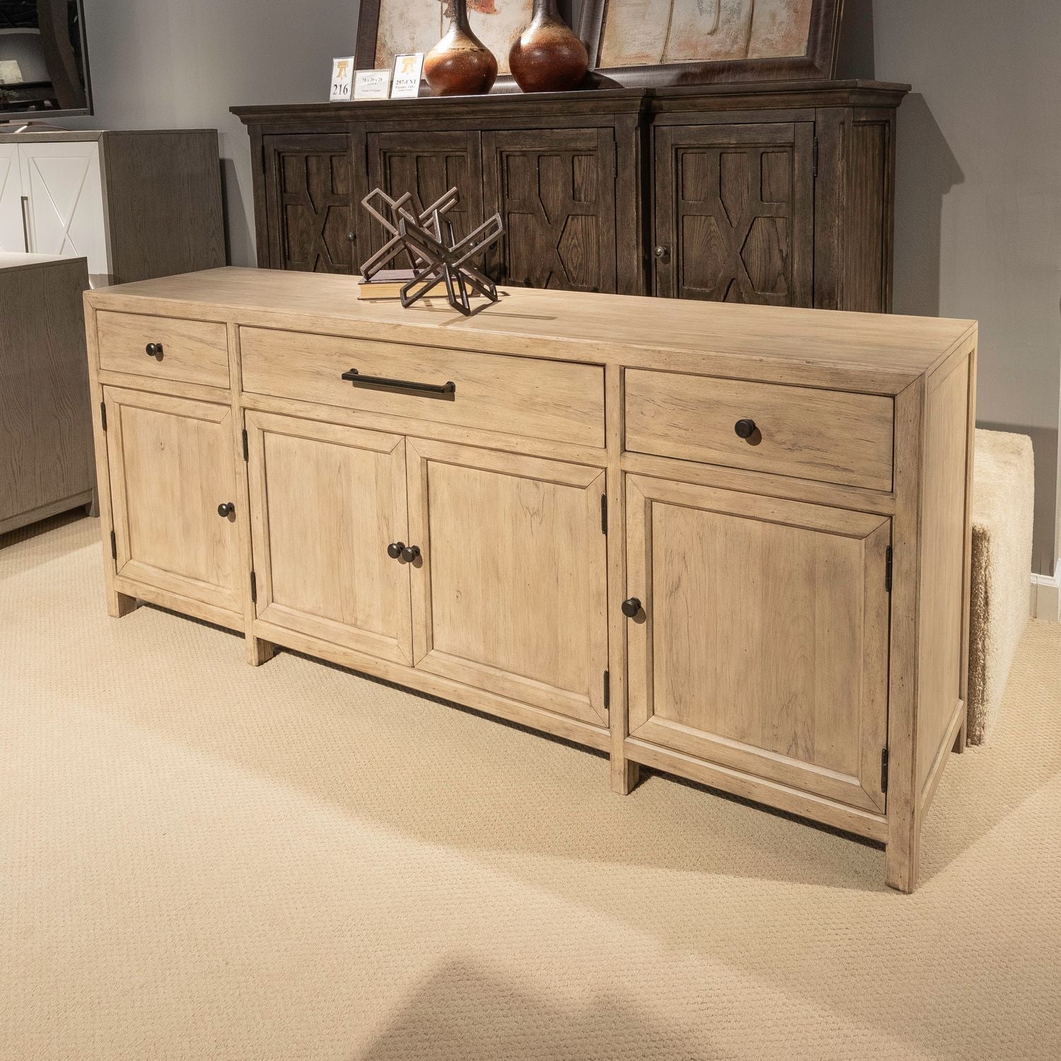 Proximity Place - 82" TV Console - Barley Buff - Hornell Furniture Outlet