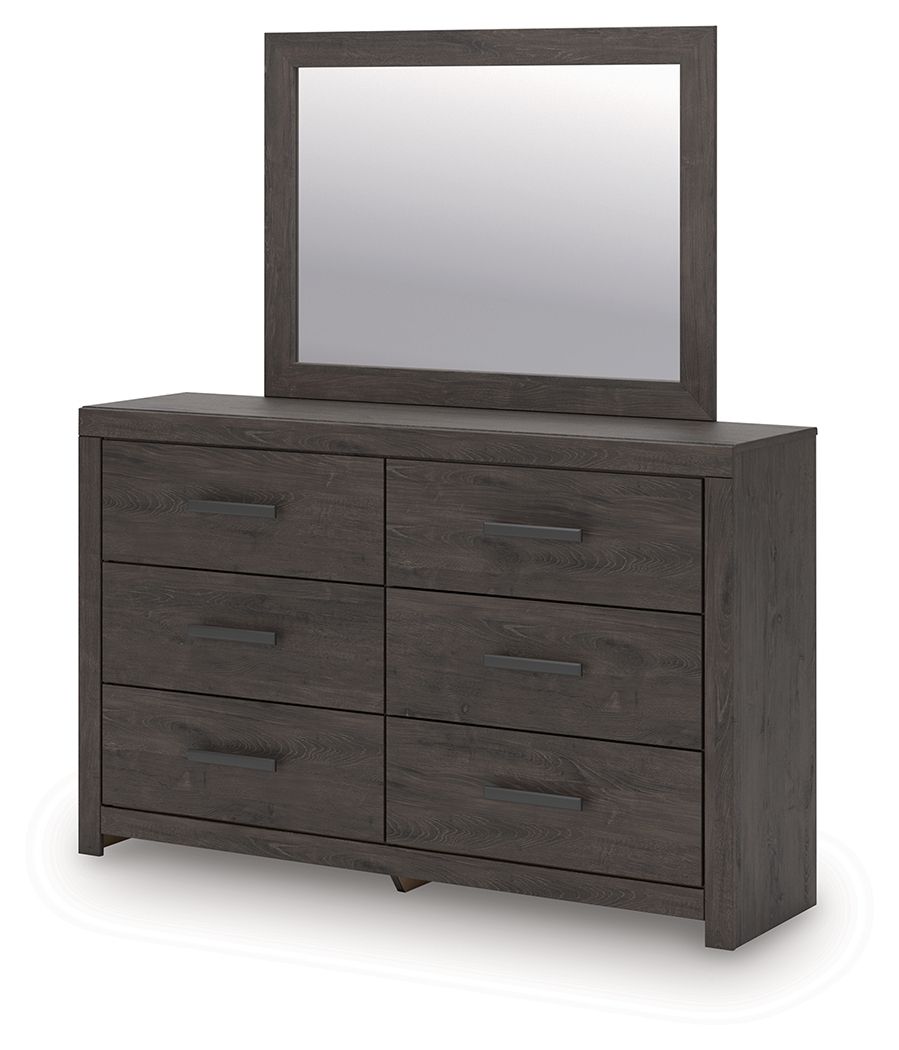 Prendonea - Charcoal - Dresser and Mirror - Hornell Furniture Outlet