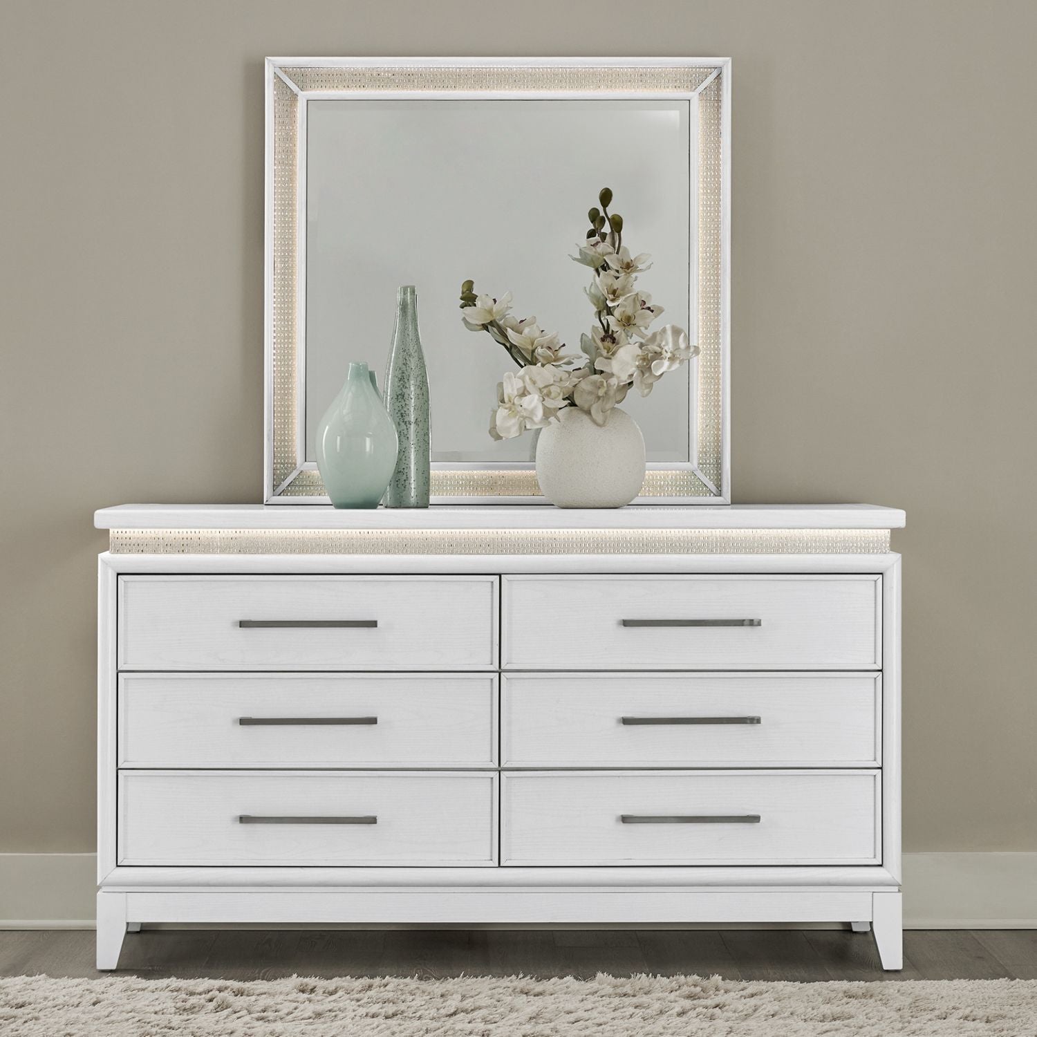 Reflections - Dresser & Mirror - White - Hornell Furniture Outlet