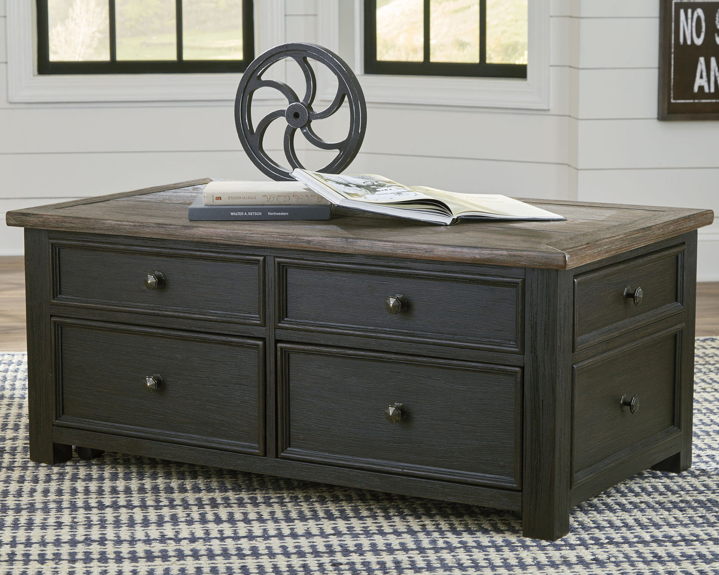 Tyler Creek - Grayish Brown / Black - Lift Top Cocktail Table - Hornell Furniture Outlet