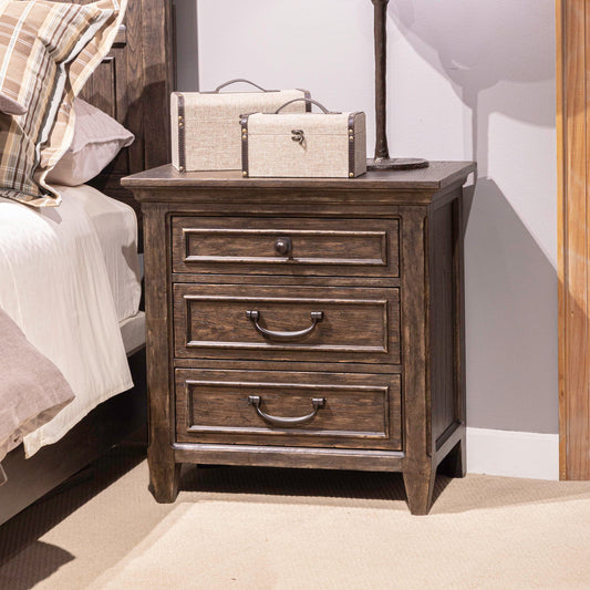 Paradise Valley - Nightstand With Charging Station - Dark Brown - Hornell Furniture Outlet
