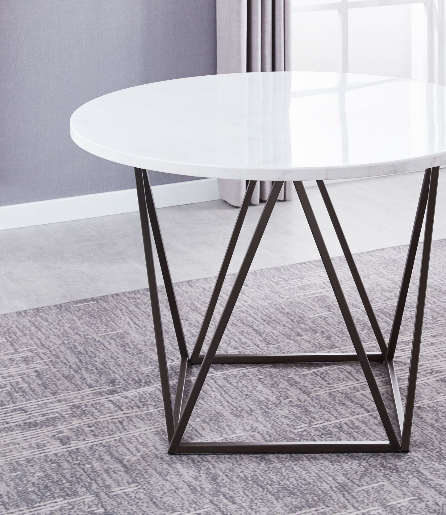 Ramona - Marble Top Round Dining Table - White - Hornell Furniture Outlet