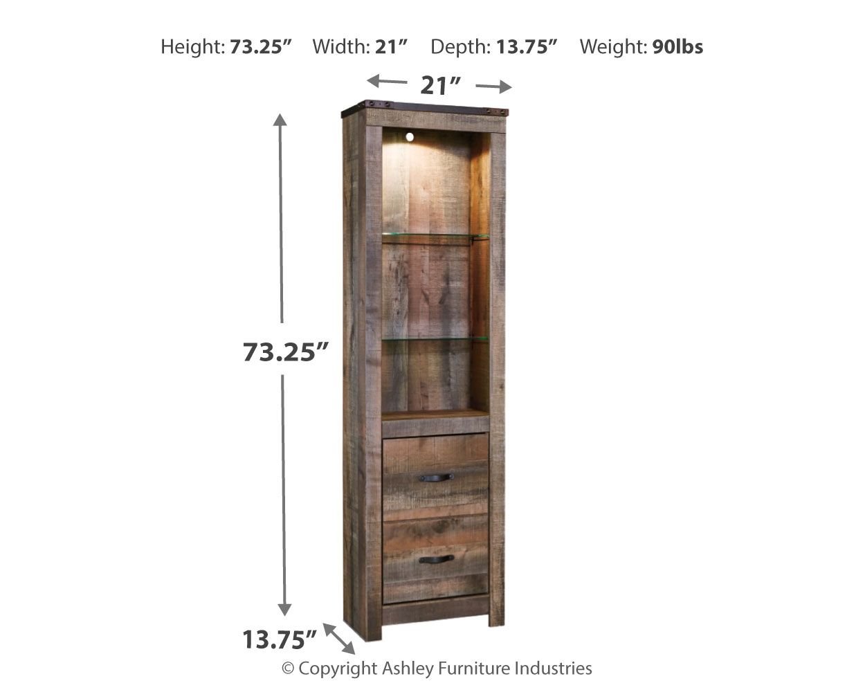 Trinell - Brown - Pier - 2 - drawers - Hornell Furniture Outlet