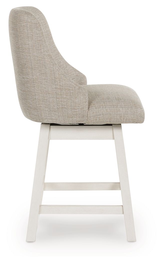 Robbinsdale - Antique White - Upholstered Swivel Curved Back Barstool (Set of 2) - Hornell Furniture Outlet