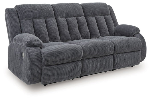 Observation - Steel - Reclining Power Sofa With Drop Down Table - Hornell Furniture Outlet