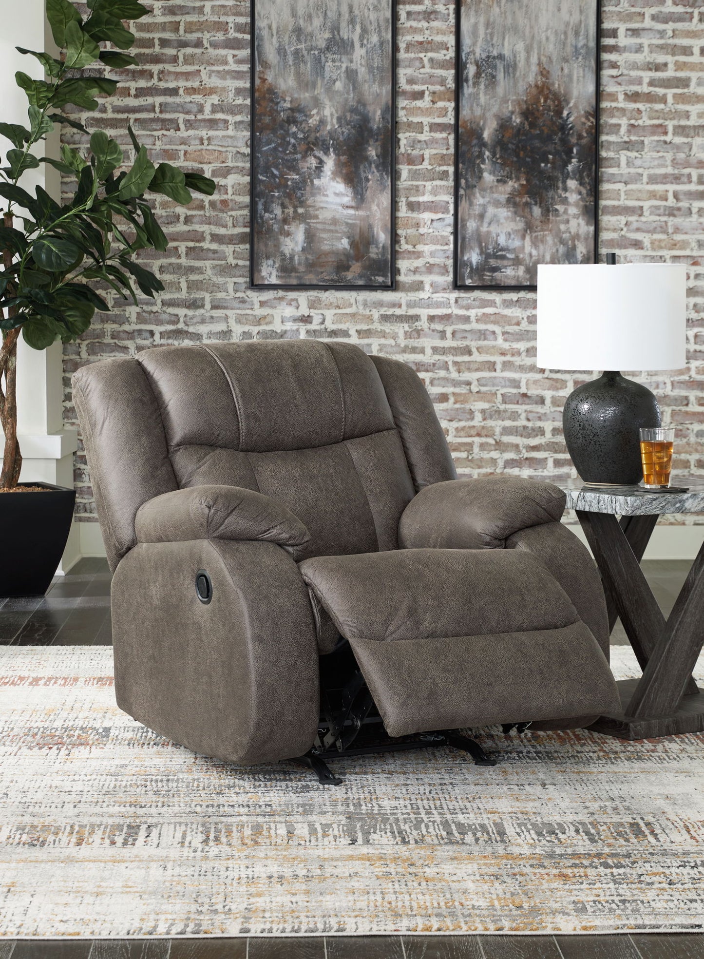 First Base - Gunmetal - Rocker Recliner - Hornell Furniture Outlet