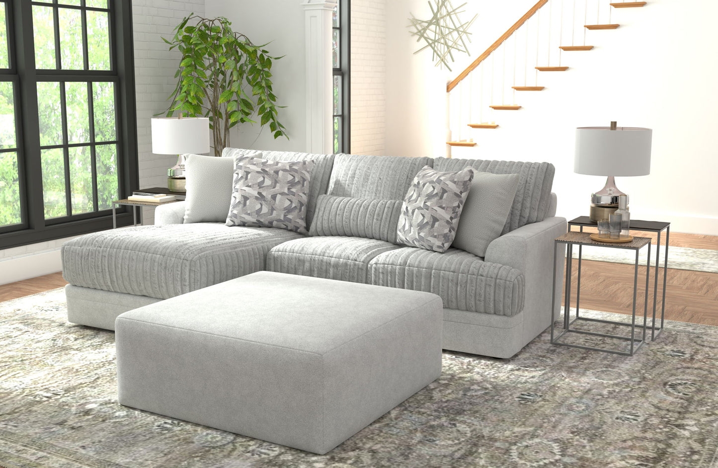 Titan - Sectional With Comfort Coil Seating, Cocktail Ottoman And Accent Pillows Included - Hornell Furniture Outlet
