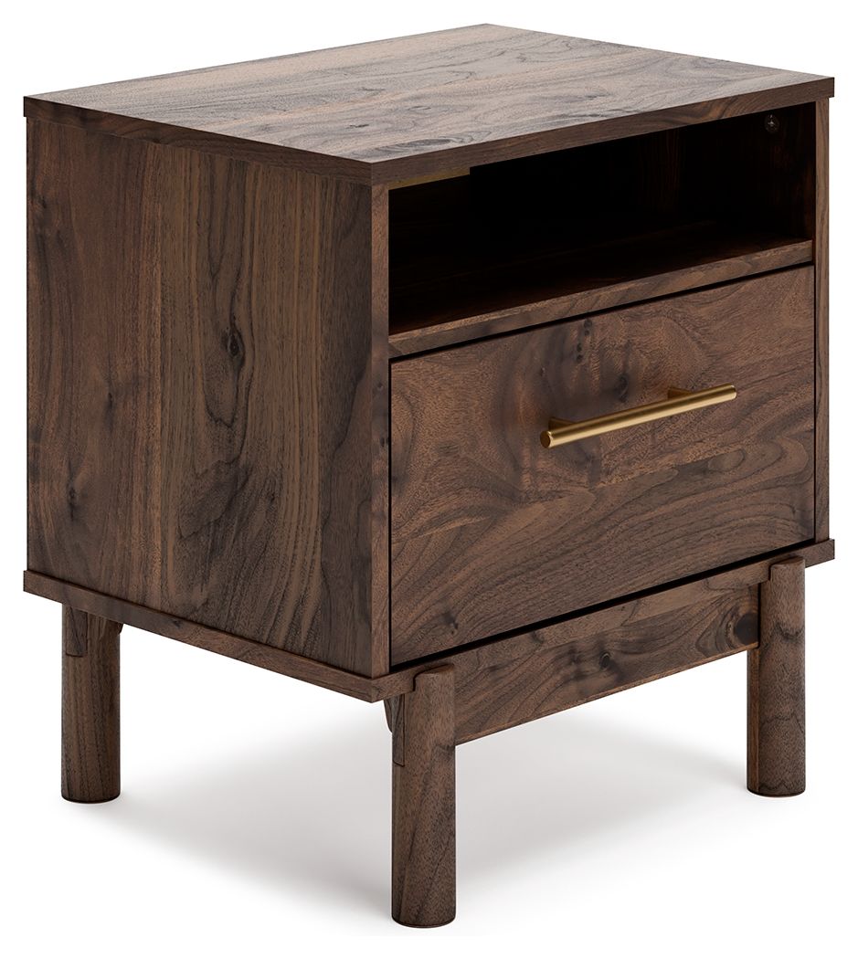 Calverson - Mocha - One Drawer Night Stand - Medium - Hornell Furniture Outlet