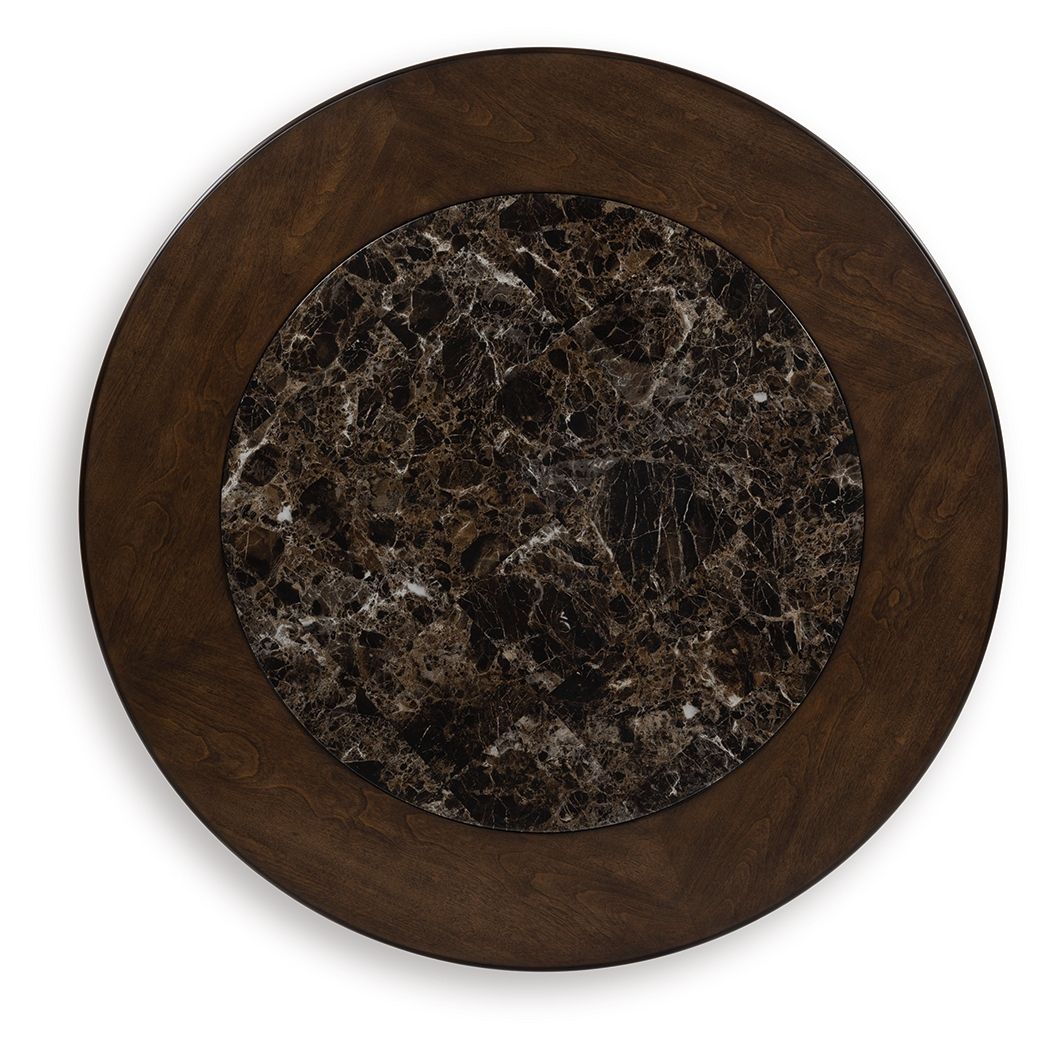 Frallyn - Dark Brown - Round Cocktail Table - Hornell Furniture Outlet