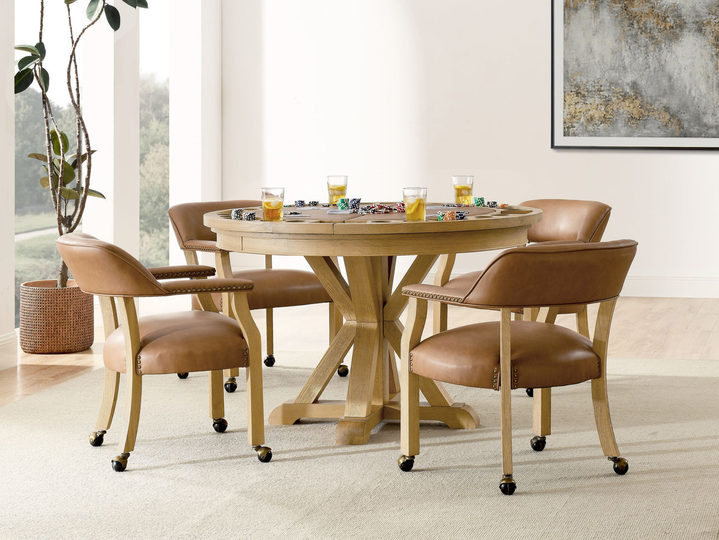 Rylie - Castered Captain's Chair - Camel - Hornell Furniture Outlet