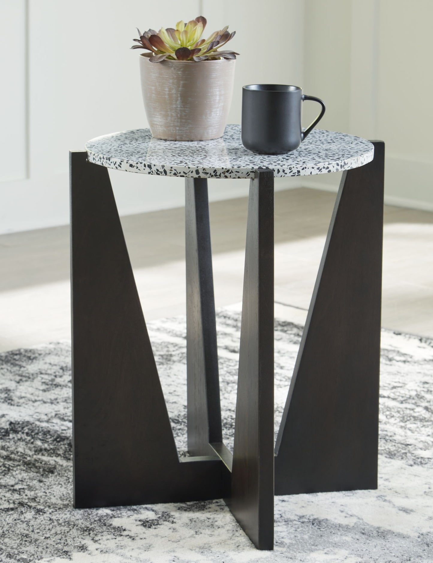 Tellrich - Black / White - Accent Table - Hornell Furniture Outlet