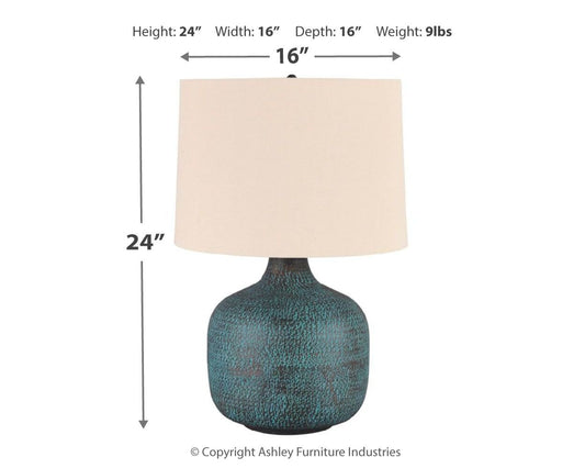 Malthace - Patina - Metal Table Lamp - Hornell Furniture Outlet