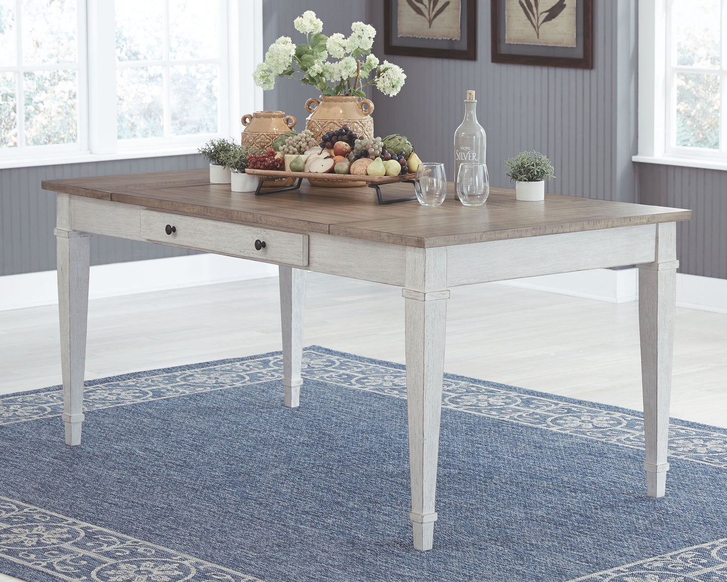 Skempton - White - RECT DRM Table w/Storage - Hornell Furniture Outlet