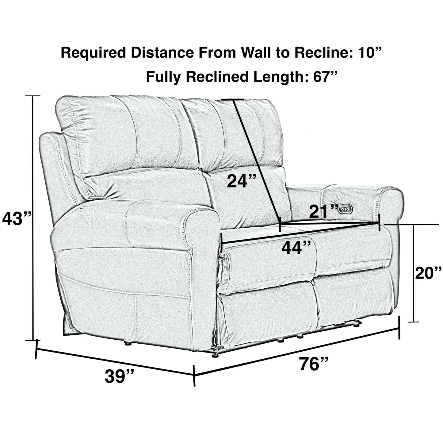 Torretta - Power Lay Flat Reclining Loveseat - Hornell Furniture Outlet
