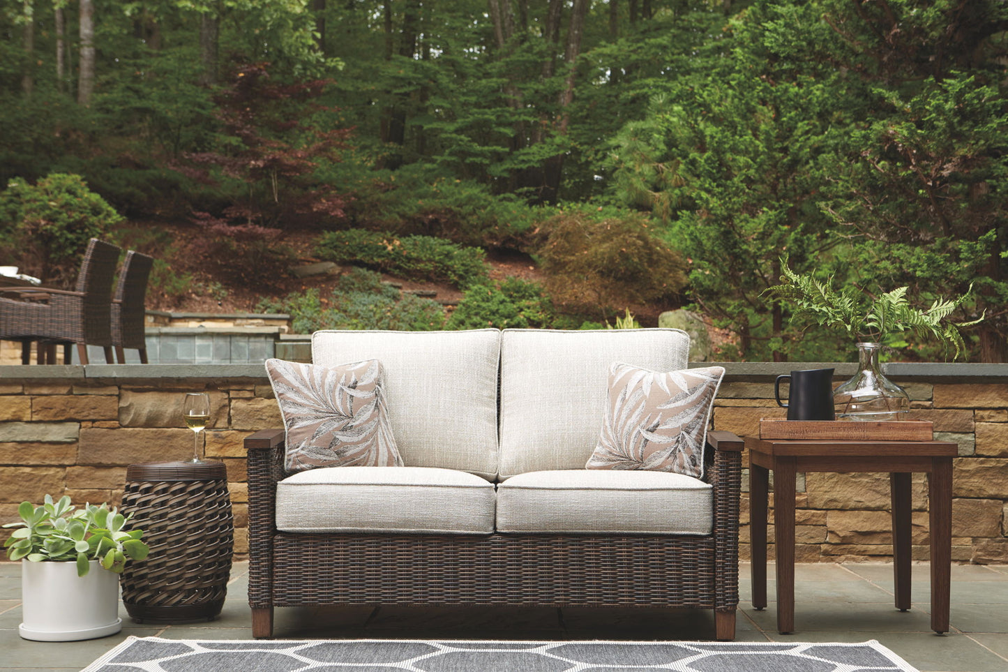 Paradise Trail - Medium Brown - Loveseat w/Cushion - Hornell Furniture Outlet