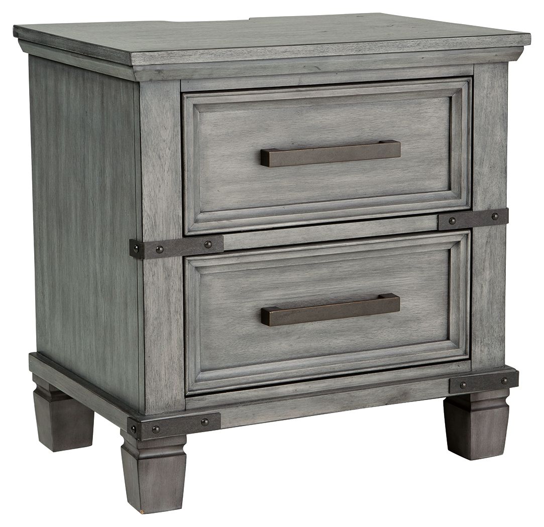 Russelyn - Gray - Two Drawer Night Stand - Hornell Furniture Outlet