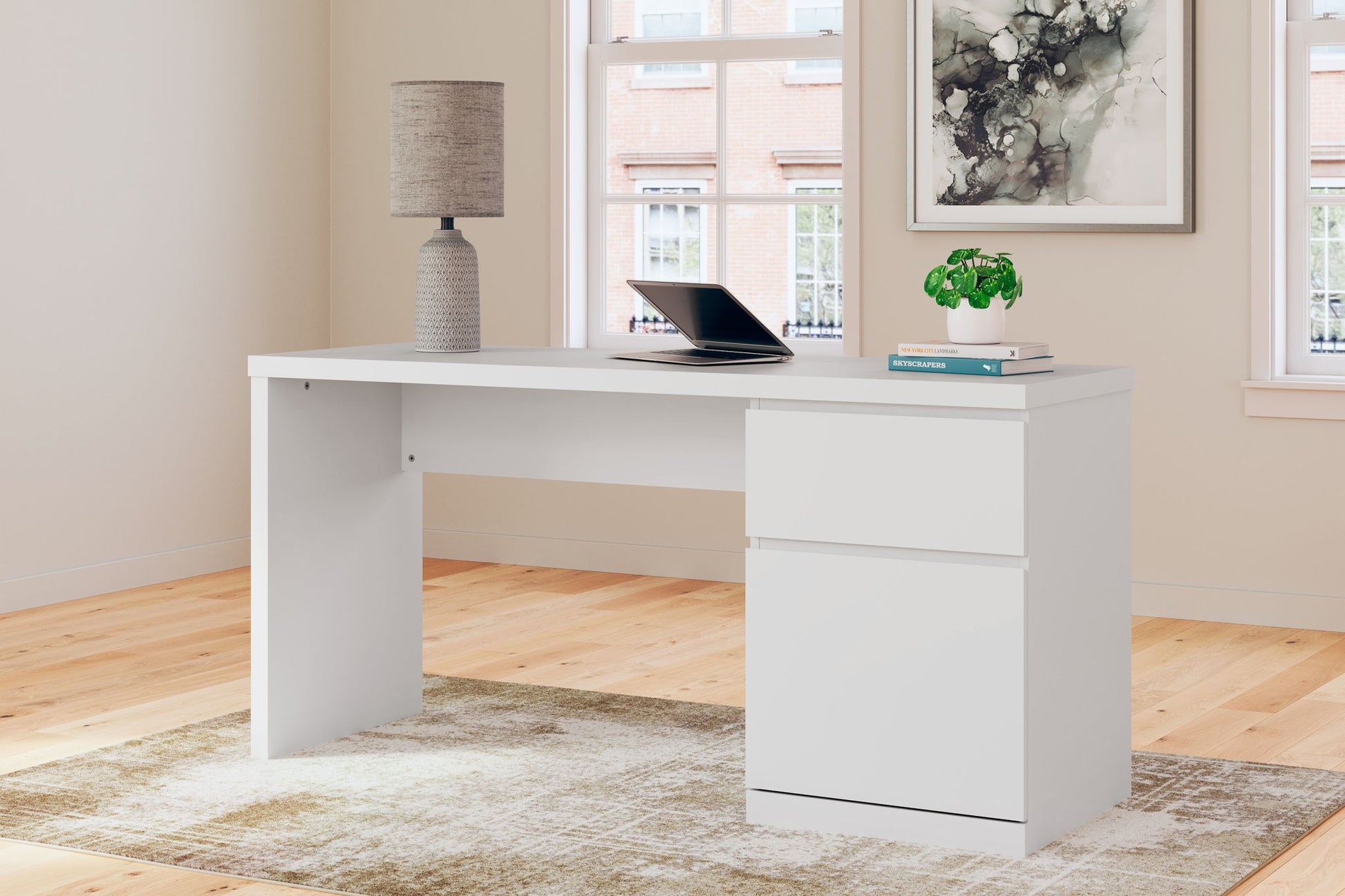 Onita - White - Home Office Desk - Hornell Furniture Outlet
