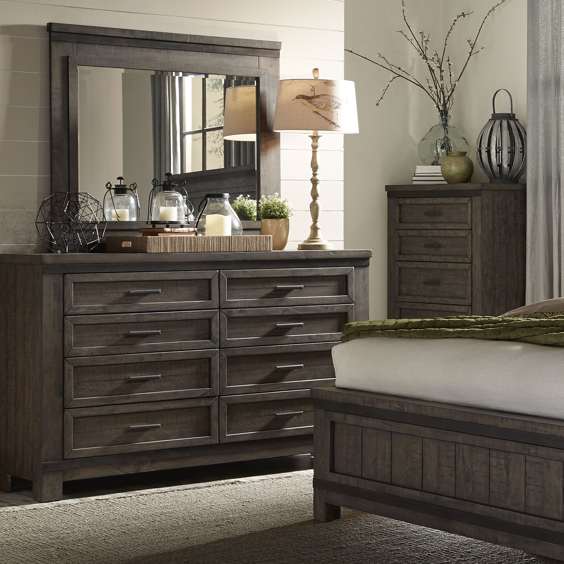 Thornwood Hills - Storage Bed, Dresser & Mirror - Hornell Furniture Outlet