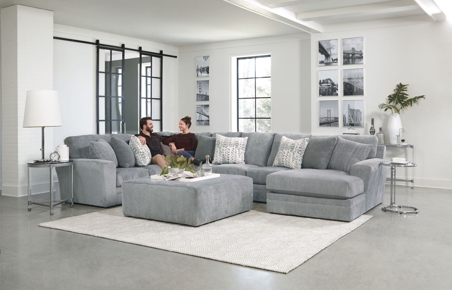 Glacier - Sectional With Cocktail Ottoman - Hornell Furniture Outlet